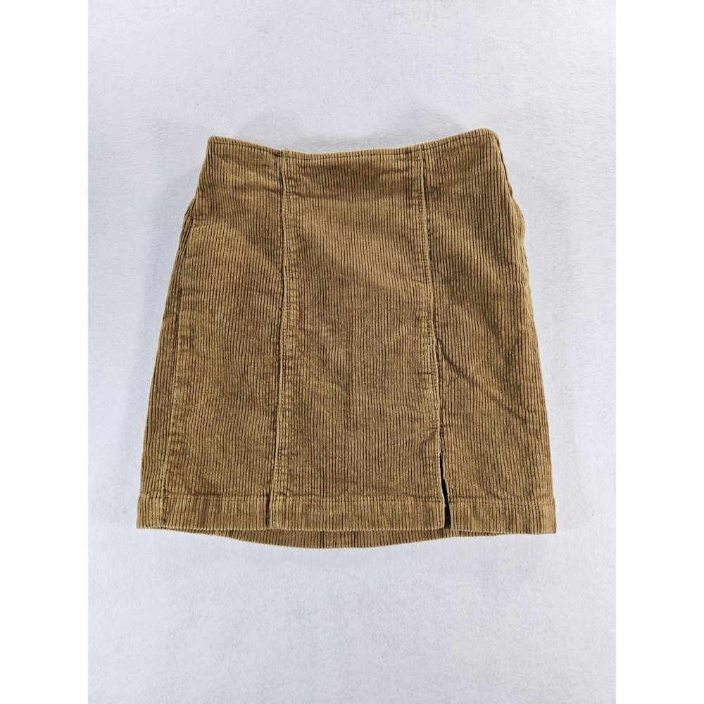Pacsun Tan Corduroy‎ A-Line Mini Skirt With Front Slit Size 25